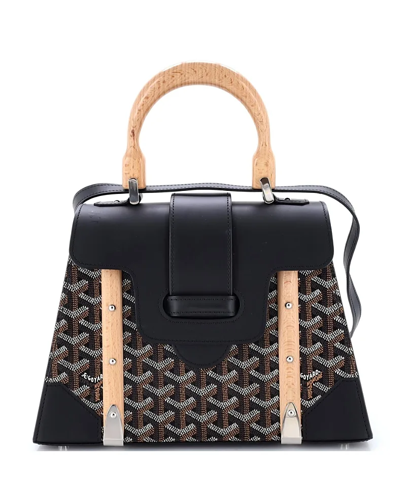 Pre-Owned Goyard Pm Saigon Top Handle Bag Coated Canvas with Leather