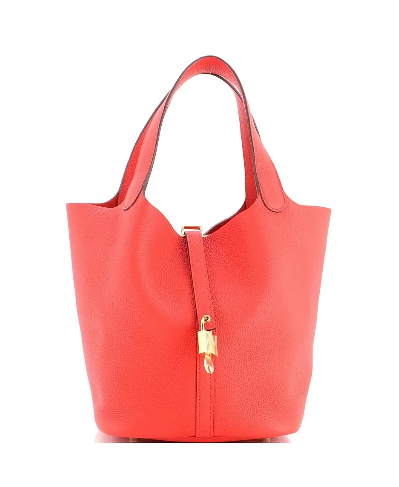 Pre-Owned Picotin Lock Mini Leather Bucket Bag by Hermes