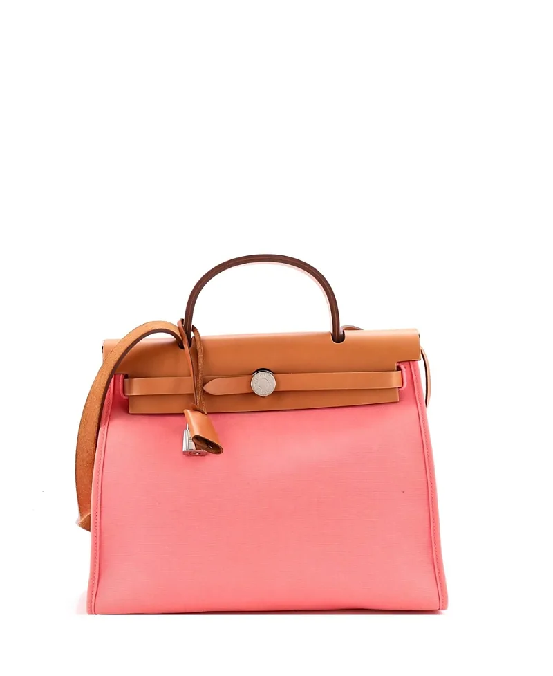Pre-Owned Herbag Zip 31 Convertible Leather & Canvas Shoulder Bag by Hermes