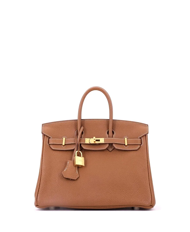 Pre-Owned Birkin 25 Handbag Brown Togo with Gold Hardware