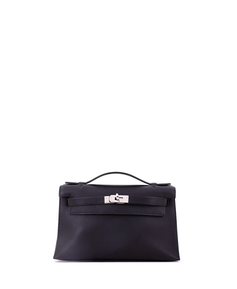 Pre-Owned Kelly Pochette Swift Mini Leather Top Handle Clutch by Hermes