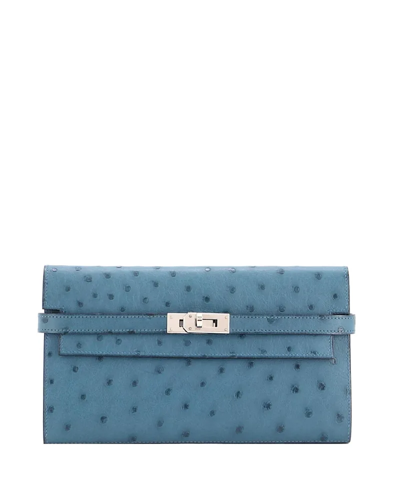 Pre-Owned Long Kelly Ostrich Wallet by Hermes