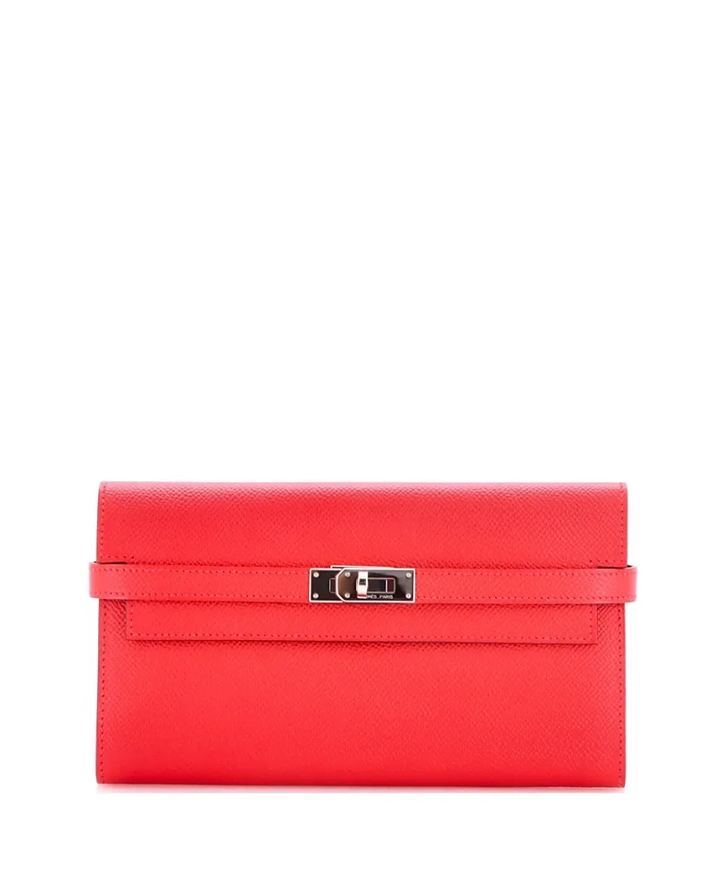 Pre-Owned Long Kelly Epsom Leather Wallet by Hermes