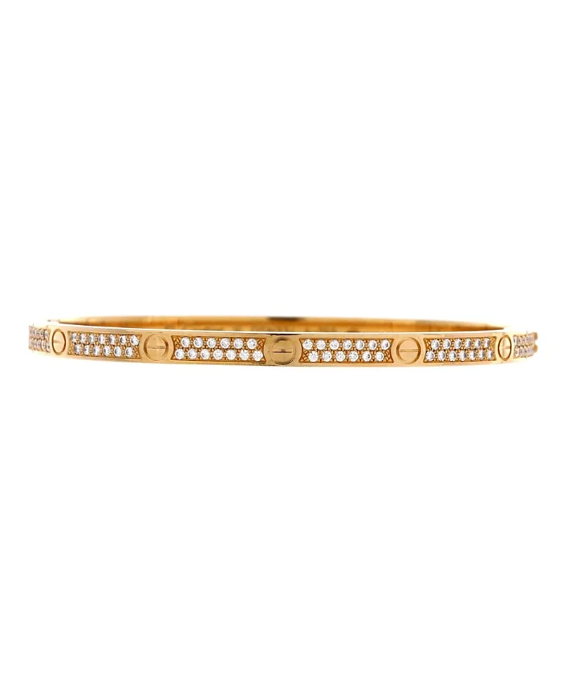 Pre-Owned Small Love Bracelet 18K Gold with Pave Diamonds by Cartier's