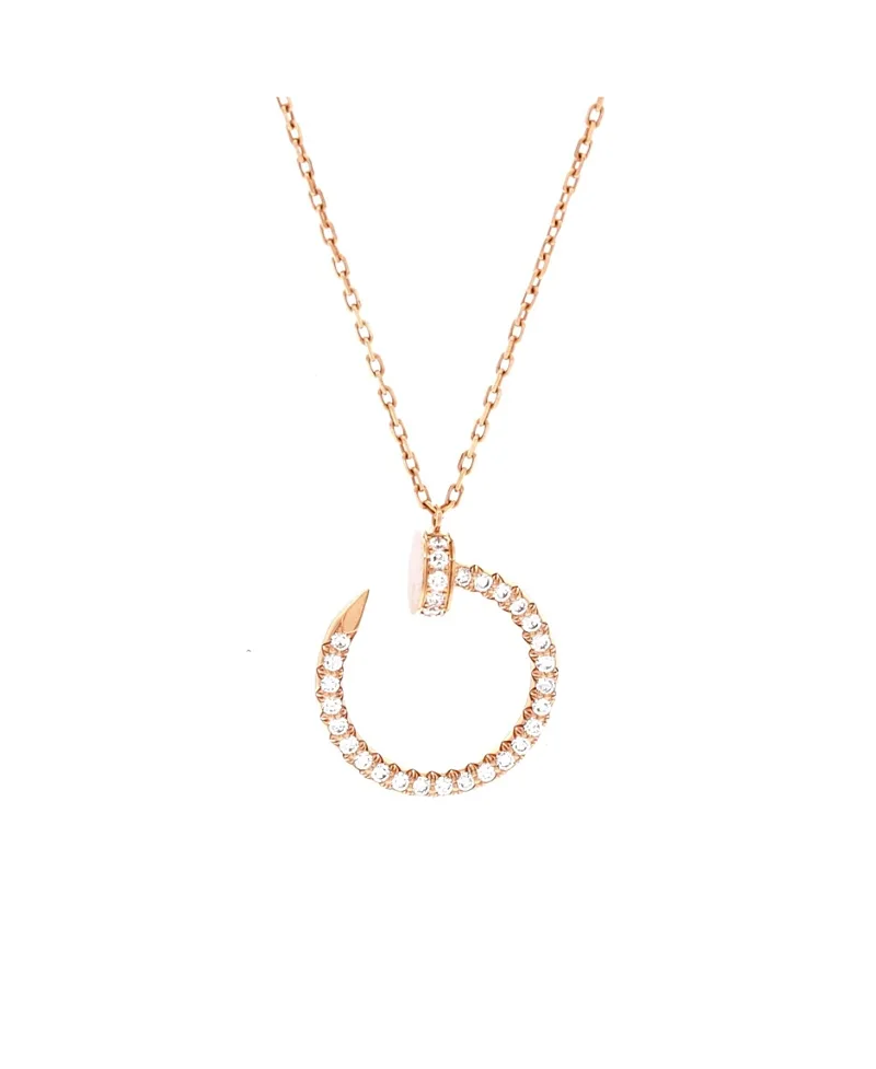 Pre-Owned Juste Un Clou Pendant Necklace 18K Rose Gold and Pave Diamonds, 18" by Cartier's