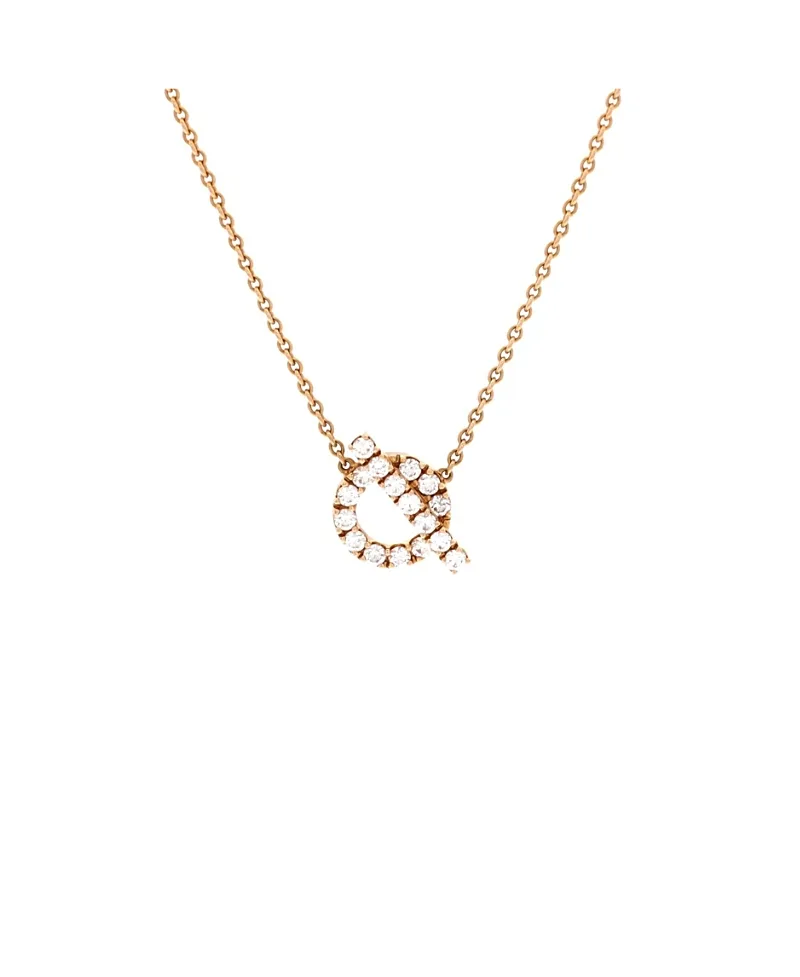 Pre-Owned Finesse Pendant Necklace 18K Rose Gold and Diamonds 16.25" by Hermes