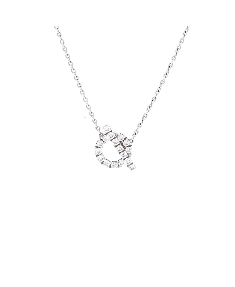 Pre-Owned Finesse Pendant Necklace 18K White Gold and Diamonds 16" by Hermes