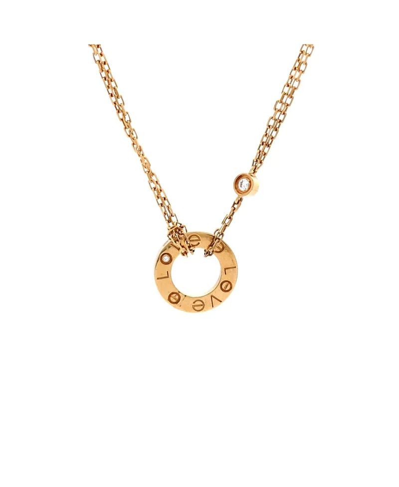 Pre-Owned Cartier 2 Diamonds Love Pendant Necklace 18K Gold and Diamonds 16.25" by Cartier's