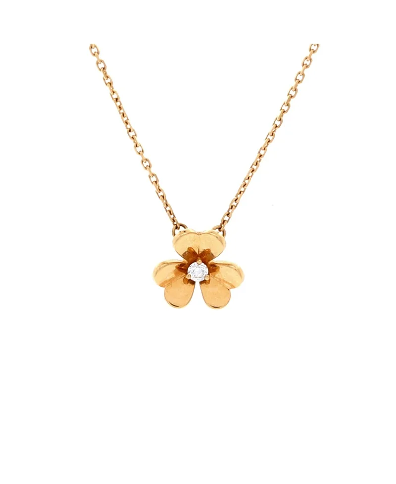 Pre-Owned Van Cleef & Arpels Mini Frivole Pendant Necklace 18K Gold and Diamond 16" by Pre-owned Van Cleef & Arpels