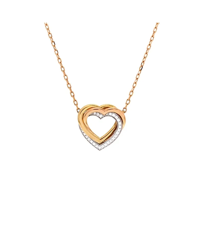 Pre-Owned Cartier Trinity De Cartier Heart Pendant Necklace 18K Tricolor Gold with Diamonds 16.25" by Cartier's