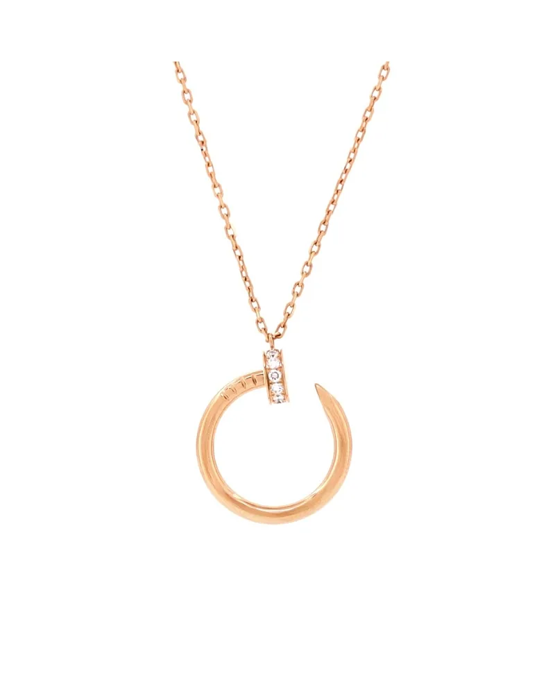 Pre-Owned Cartier Juste Un Clou Pendant Necklace 18K Rose Gold and Pave Diamonds 18" by Cartier's