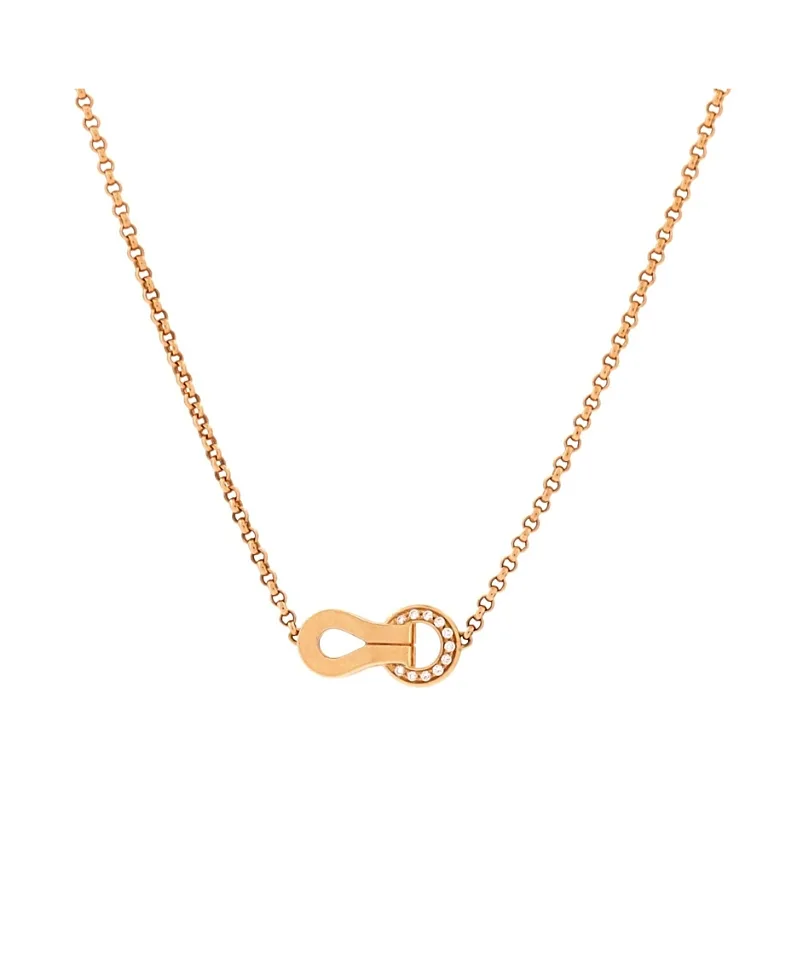 Pre-Owned Cartier Agrafe Pendant Necklace 18K Rose Gold with Diamonds 16" by Cartier's