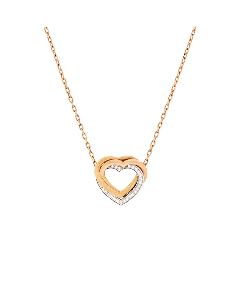 Pre-Owned Cartier Trinity De Cartier Heart Pendant Necklace 18K Tricolor Gold with Diamonds 16.5" by Cartier's