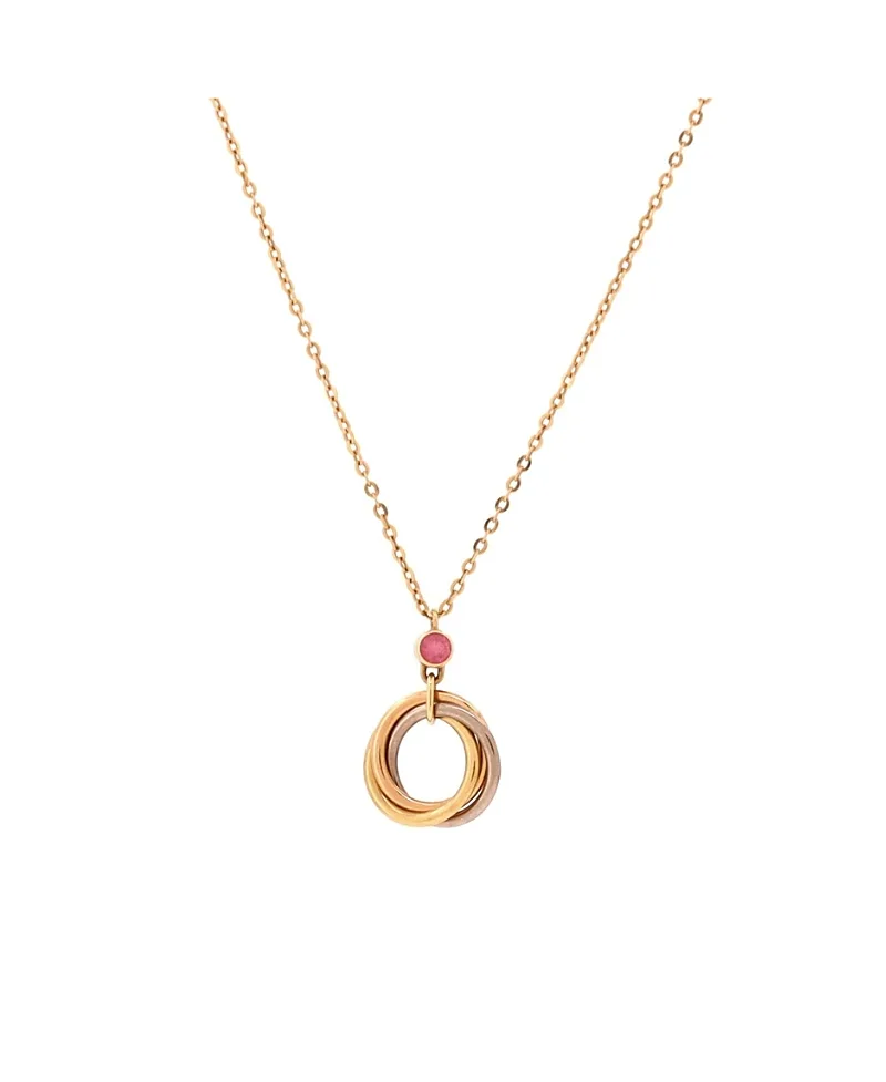 Pre-Owned Cartier Trinity Pendant Necklace 18K Tricolor Gold with Pink Sapphire 15.5" by Cartier's