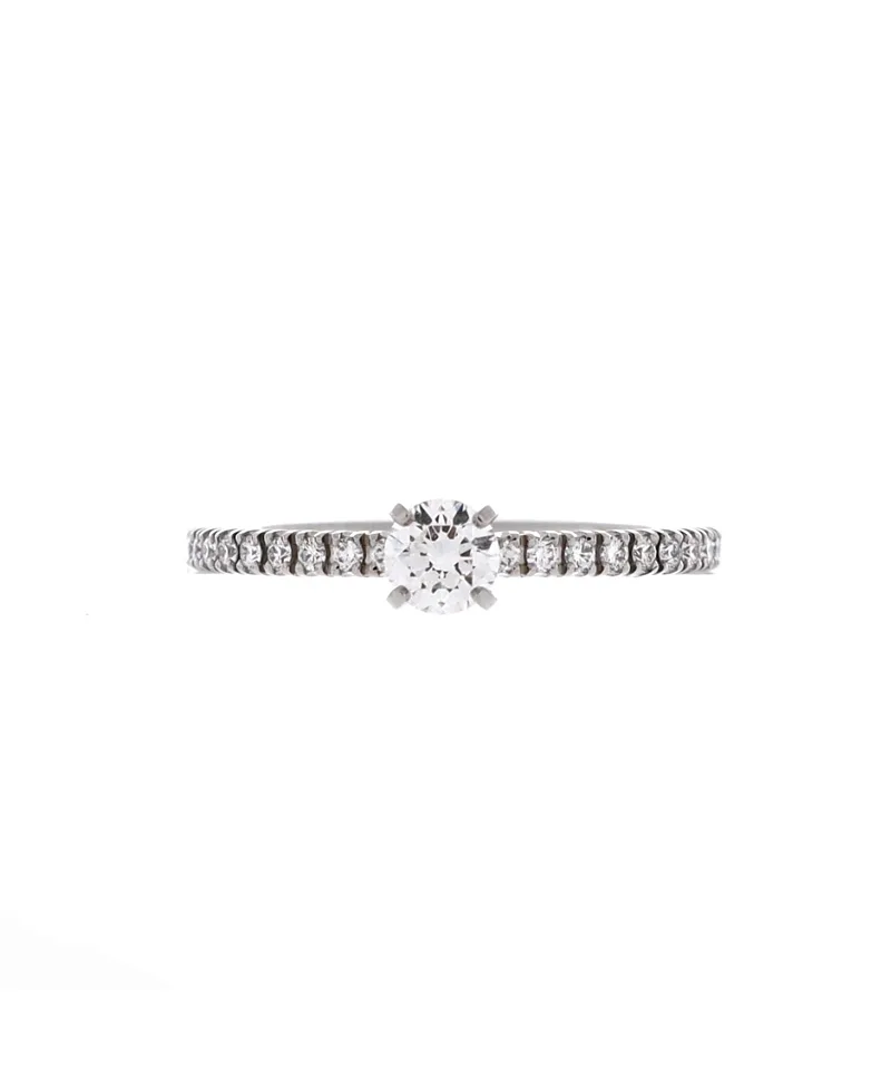 Pre-Owned Cartier 0.20CT Etincelle De Cartier Solitaire Ring Platinum with Rbc Diamond and Pave Diamonds F/VVS2 by Cartier's