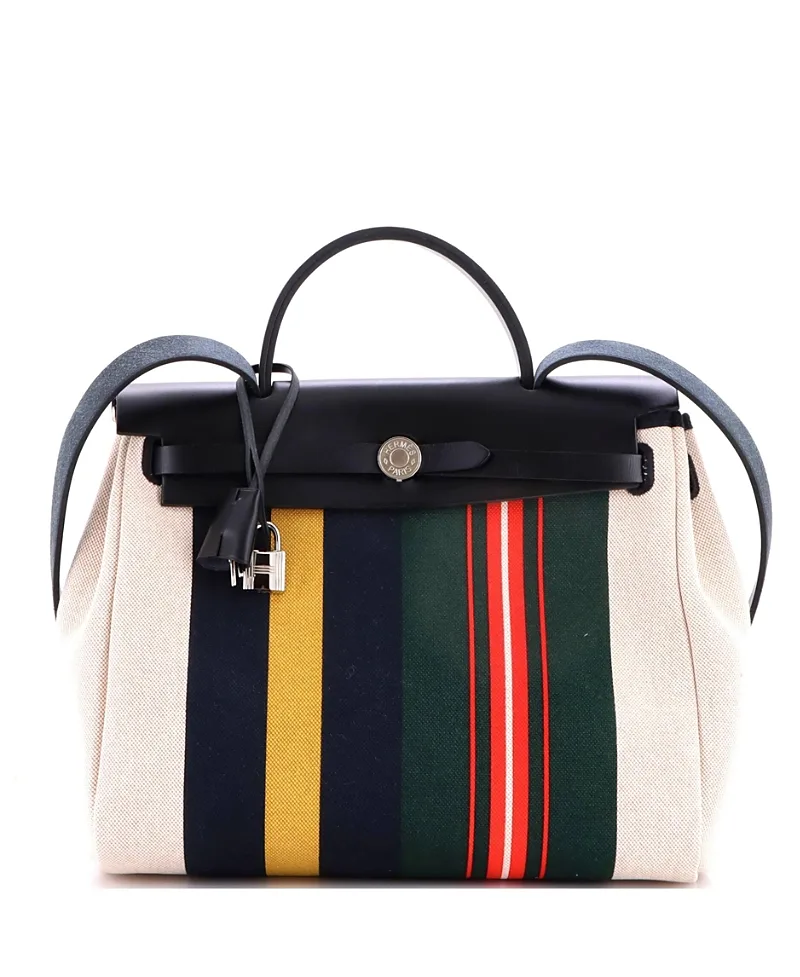 Pre-Owned Herbag Zip 31 Rayures dEquipage Canvas & Leather Tote by Hermes