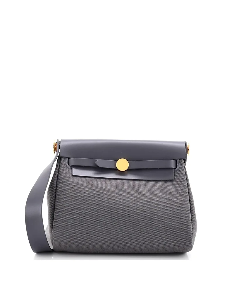Pre-Owned Herbag Zip Mini Canvas & Leather Shoulder Bag by Hermes