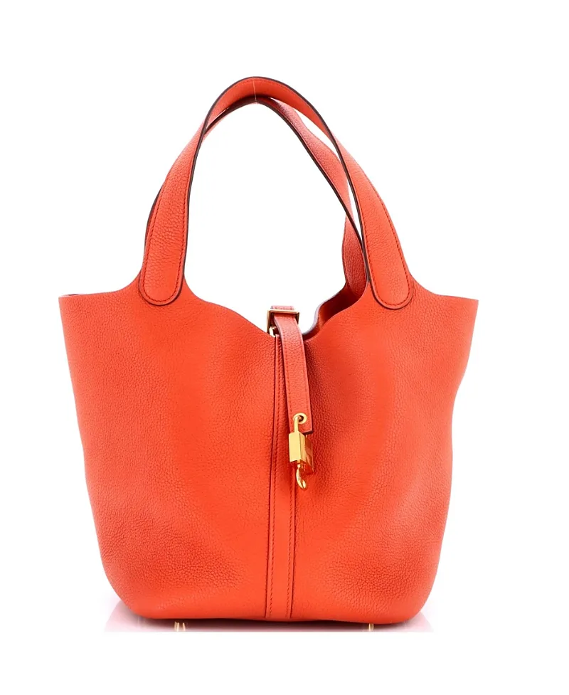 Pre-Owned Picotin Lock Mini Leather Top Handle Bag by Hermes
