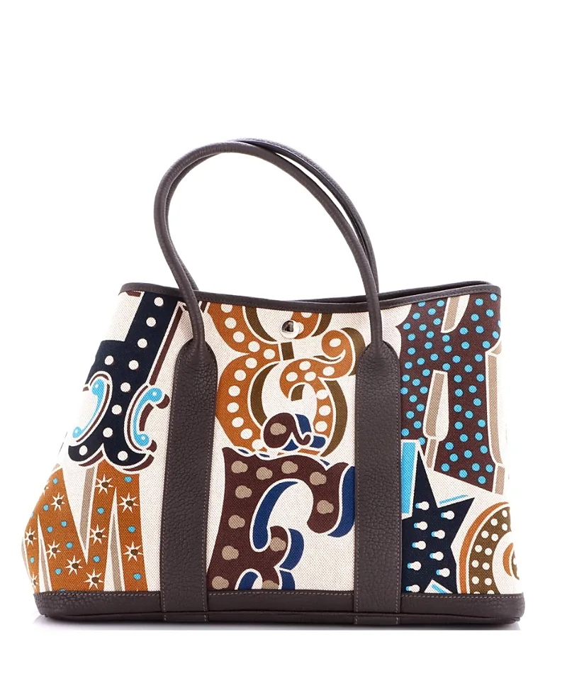Pre-Owned 36 Electrique Garden Party Canvas & Leather Tote by Hermes