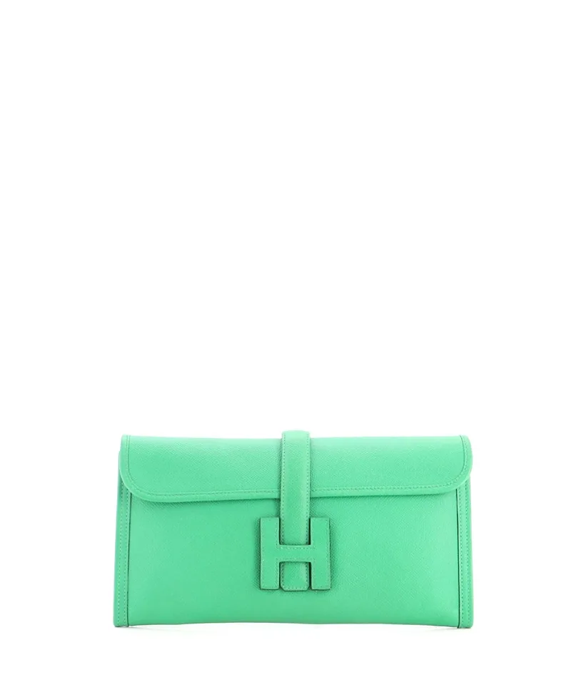 Pre-Owned Jige Elan Epsom Leather Clutch by Hermes