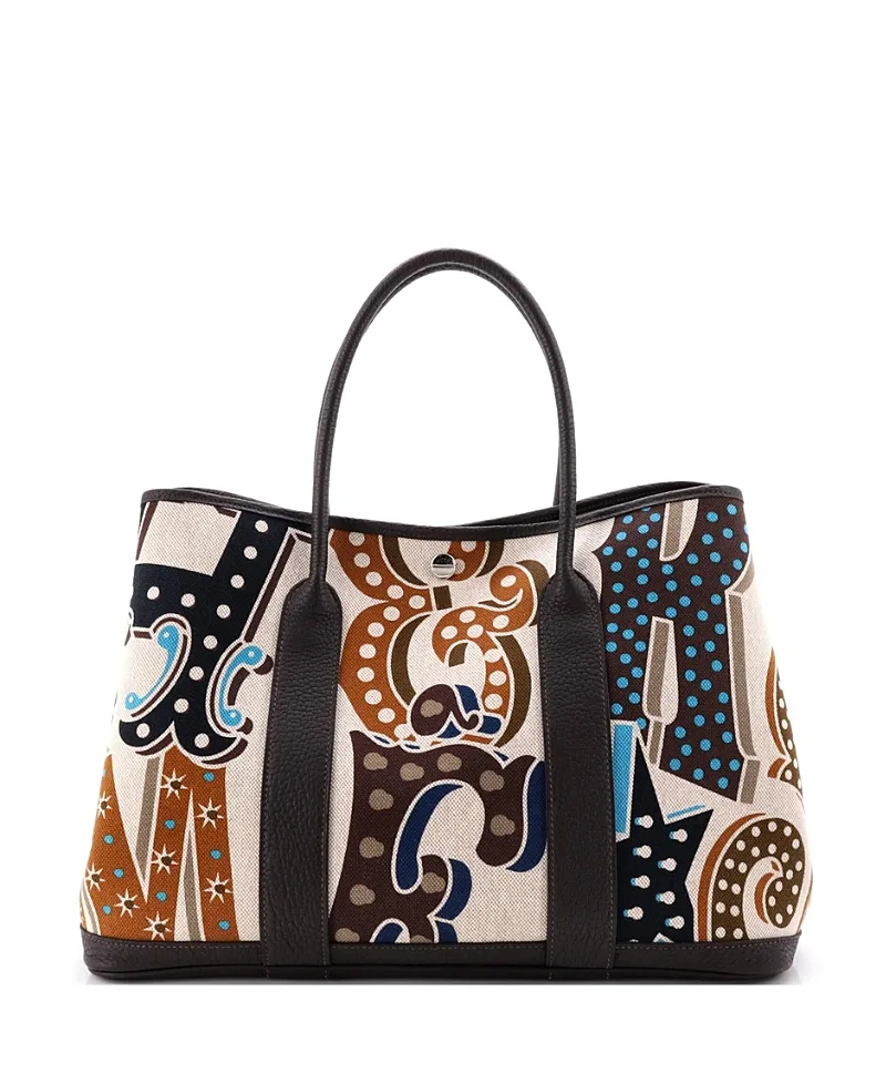 Pre-Owned Garden Party Printed Toile & Leather Tote by Hermes