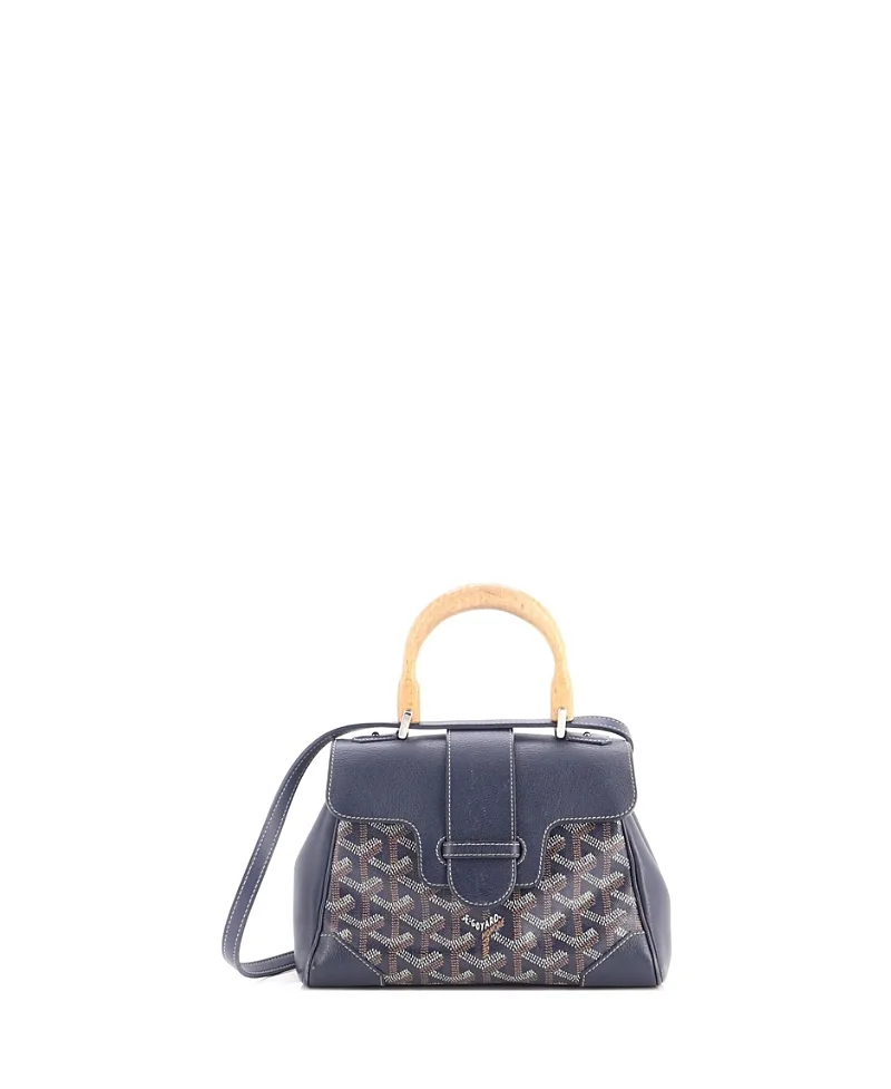 Pre-Owned Goyard Mini Saigon Top Handle Bag Coated Canvas with Leather by Pre-owned Goyard