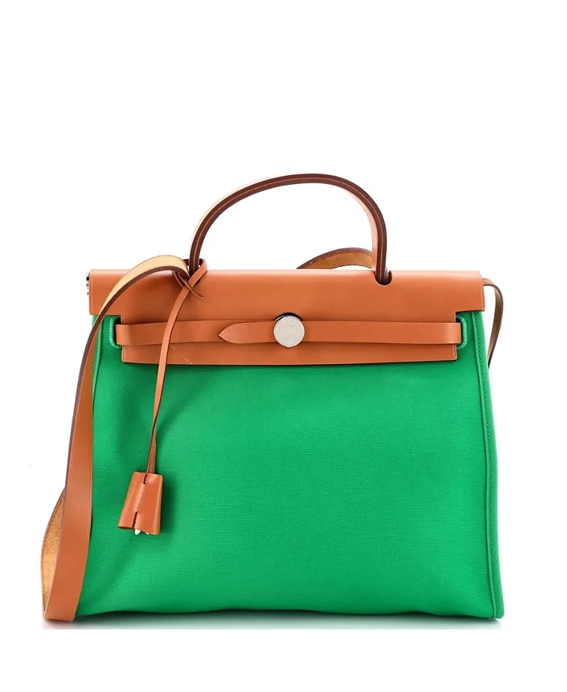 Pre-Owned Herbag Leather & Canvas Shoulder Bag by Hermes
