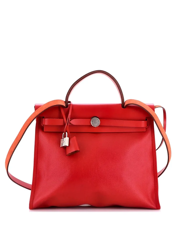 Pre-Owned Herbag Zip Canvas and Leather Shoulder Bag by Hermes
