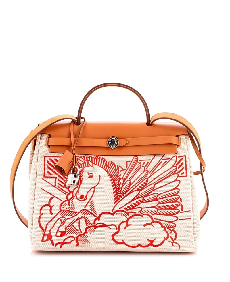 Pre-Owned Herbag Zip Pegase Pop Toile & Leather Shoulder Bag by Hermes