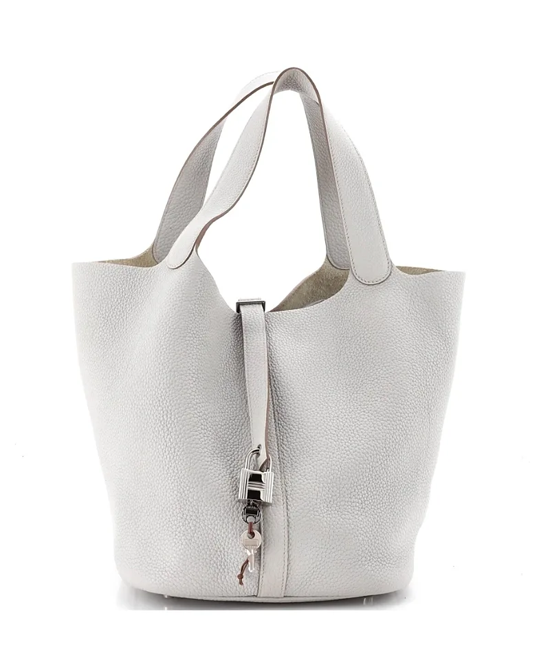 Pre-Owned Picotin Lock Clemence Leather Bucket Bag by Hermes