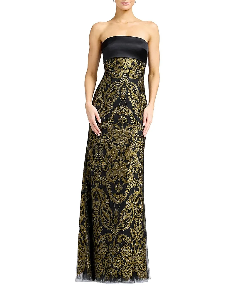 Dress the Population Shay Strapless Baroque Embroidered Mermaid Gown by Dress the Population