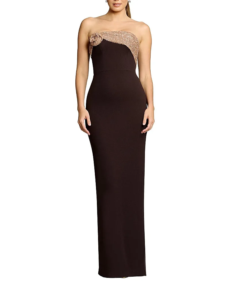Dress the Population Lorraine Strapless Embellished Gown by Dress the Population