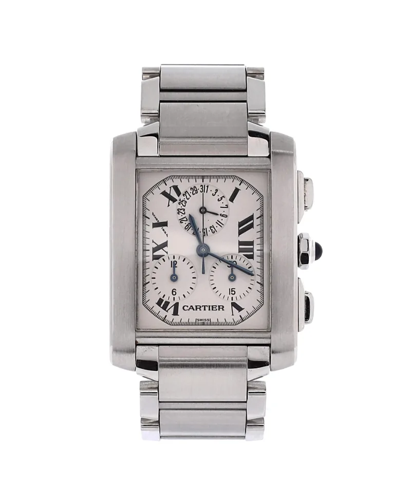Pre-Owned Cartier Tank Francaise Chronoflex Chronograph Quartz Watch in Stainless Steel 28mm by Cartier's