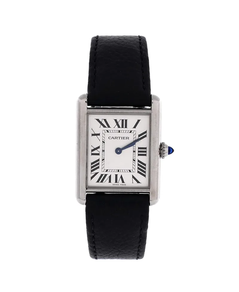 Pre-Owned Cartier Must De Cartier Tank Quartz Watch in Stainless Steel and Leather 25mm by Cartier's