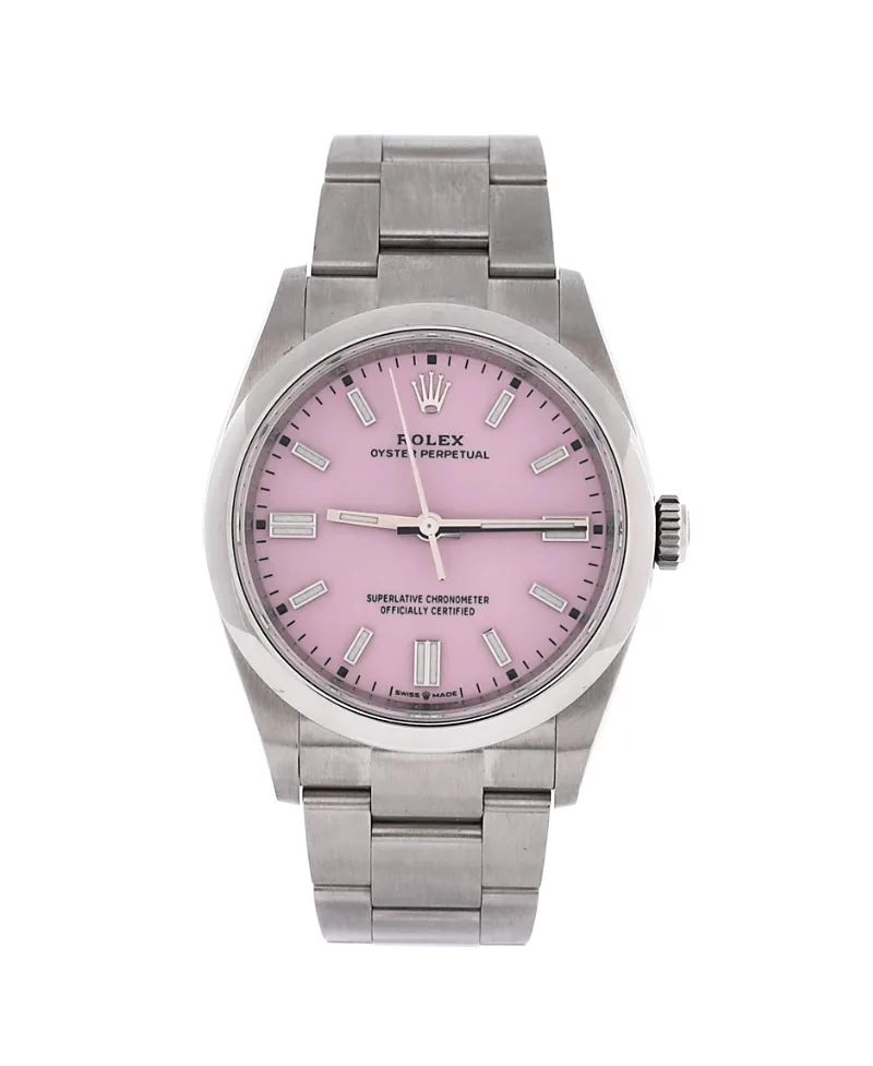 Pre-Owned Rolex Oyster Perpetual Candy Pink Automatic Watch in Stainless Steel 36mm by Pre-owned Rolex
