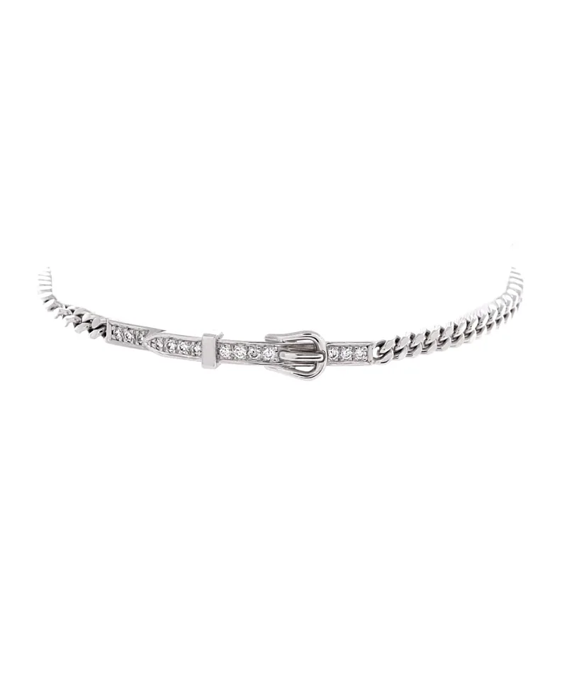 Pre-Owned Hermes Etriviere Chain Bracelet 18K White Gold with Diamonds by Hermes
