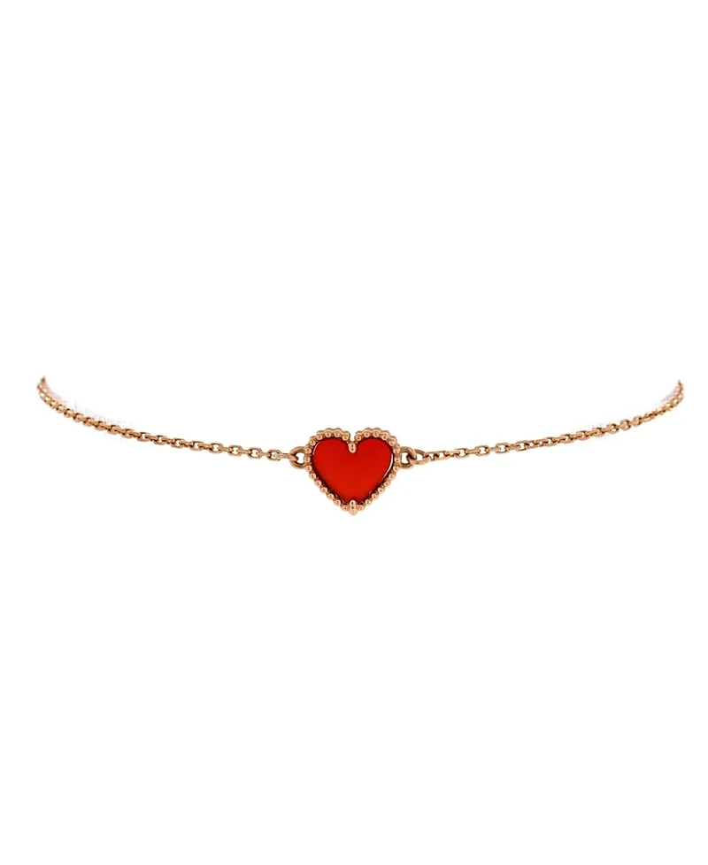 Pre-Owned Van Cleef & Arpels Sweet Alhambra Heart Bracelet 18K Rose Gold with Carnelian by Pre-owned Van Cleef & Arpels