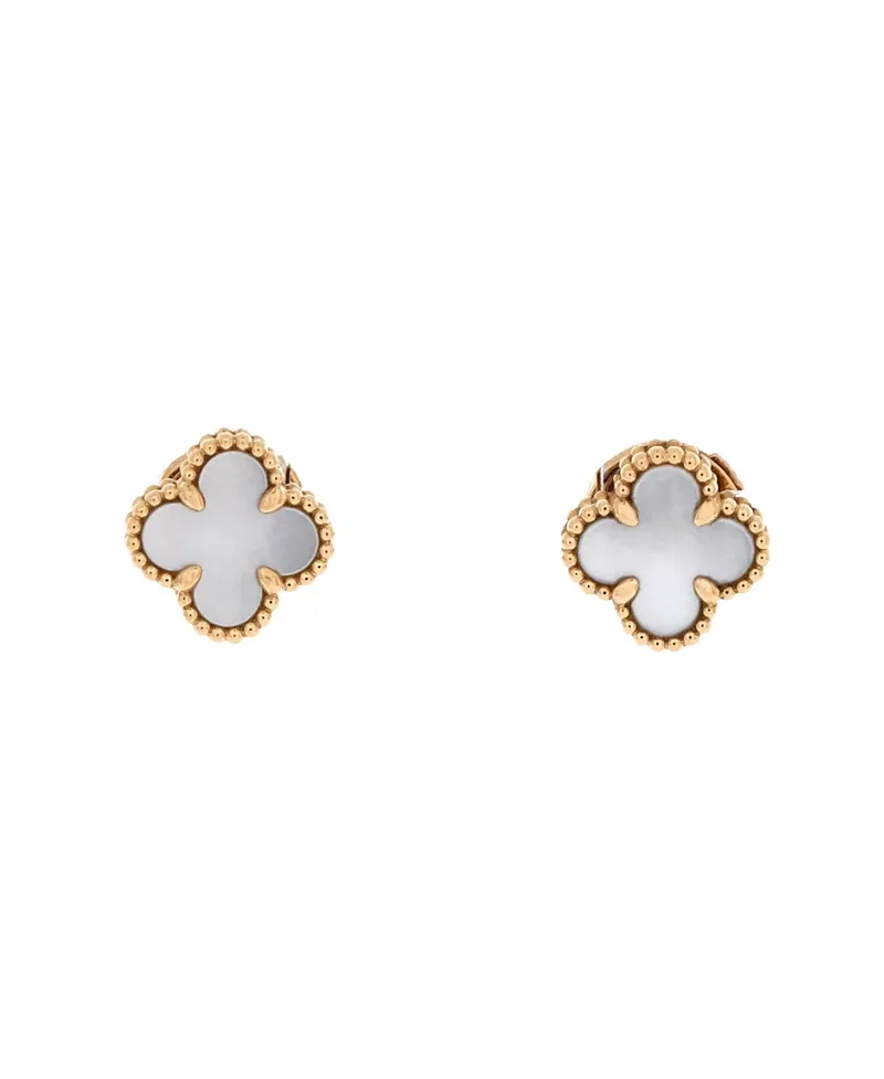 Pre-Owned Van Cleef & Arpels Sweet Alhambra Stud Earrings 18K Gold and Mother of Pearl by Pre-owned Van Cleef & Arpels