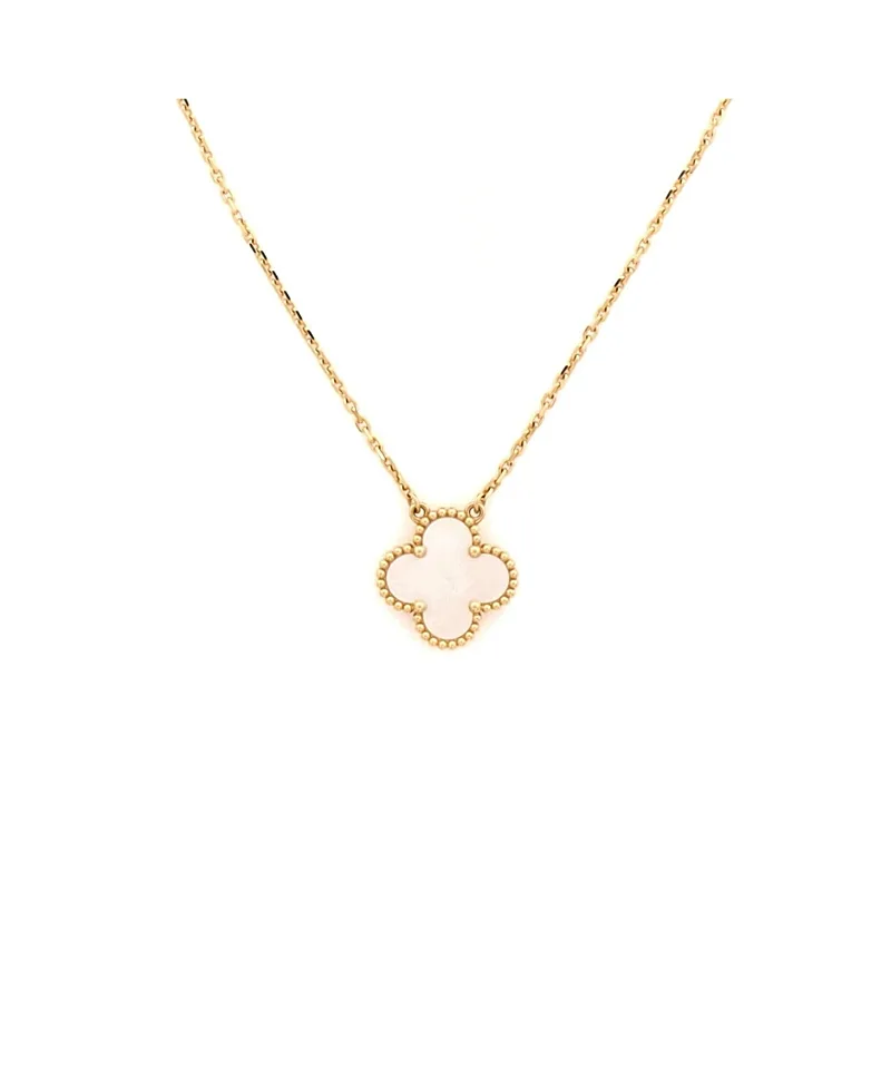 Pre-Owned Van Cleef & Arpels Vintage Alhambra Pendant Necklace 18K Gold and Mother of Pearl, 16.5" by Pre-owned Van Cleef & Arpels
