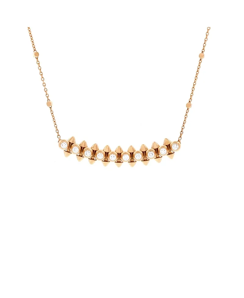 Pre-Owned Cartier Clash De Cartier Pendant Necklace 18K Rose Gold with Diamonds, 16.25" by Cartier's