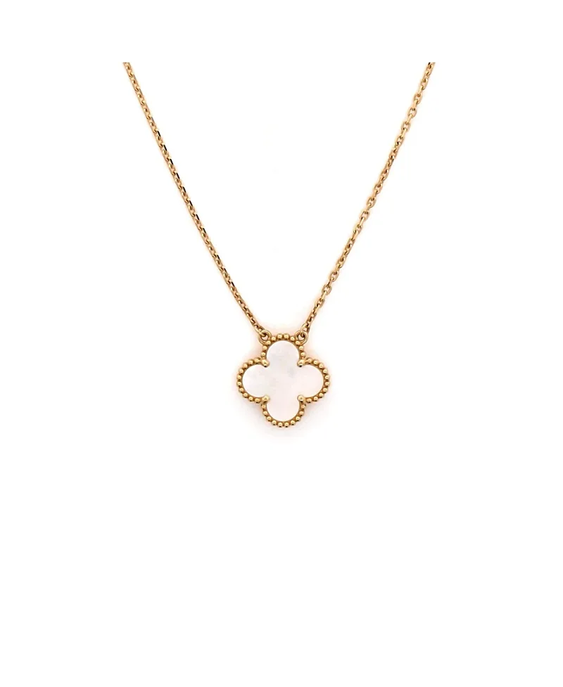 Pre-Owned Van Cleef & Arpels Vintage Alhambra Pendant Necklace 18K Gold and Mother of Pearl, 18.25" by Pre-owned Van Cleef & Arpels