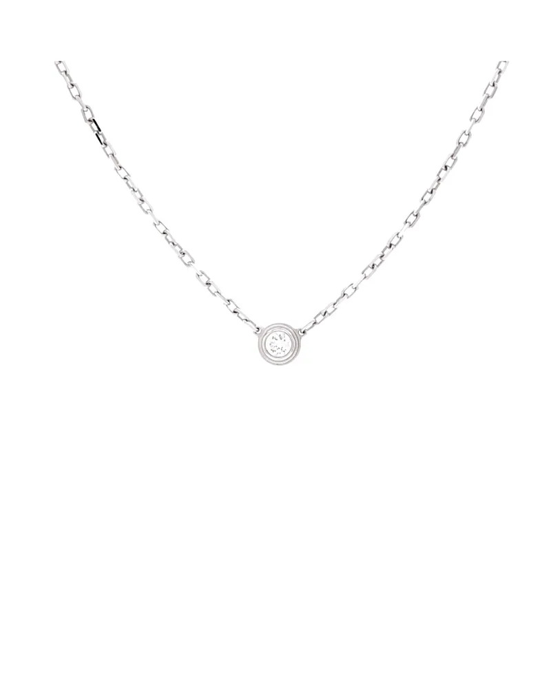 Pre-Owned Cartier Small D'Amour Pendant Necklace 18K White Gold with Diamond, 14.5"