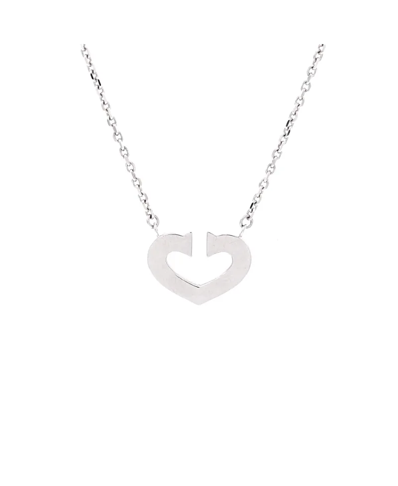 Pre-Owned Cartier C Heart De Cartier Pendant Necklace 18K White Gold, 15.75" by Cartier's