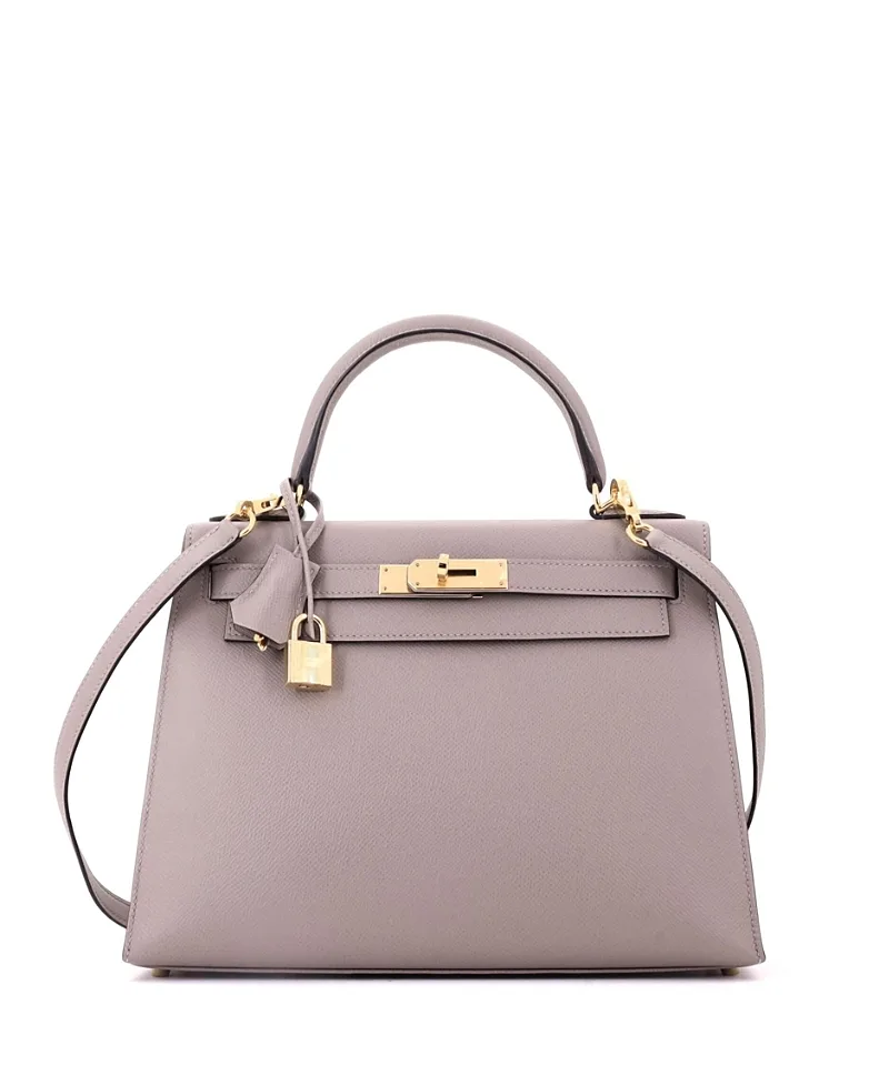 Pre-Owned Hermes Kelly 28 Handbag Grey Epsom with Gold Hardware by Hermes