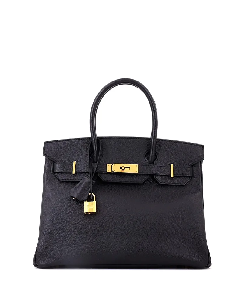 Pre-Owned Hermes Birkin 30 Handbag Black Epsom with Gold Hardware by Hermes