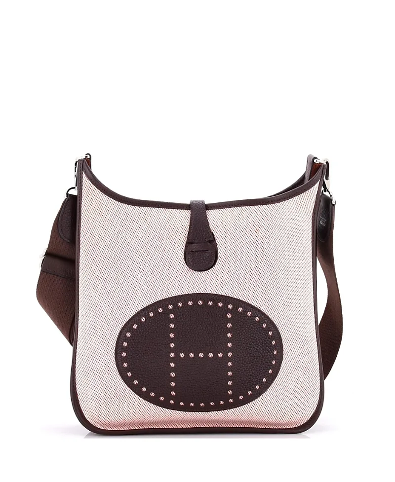 Pre-Owned Hermes Pm Evelyne Bag Gen Iii Toile and Leather by Hermes