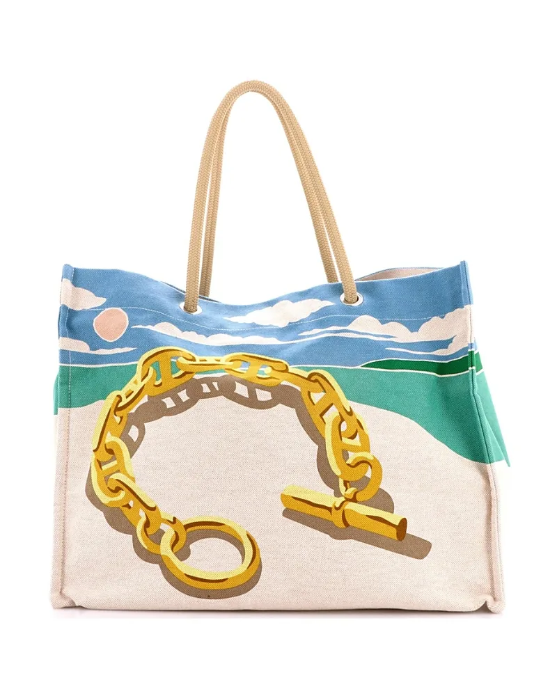 Pre-Owned Hermes Beach Bag Printed Canvas by Hermes