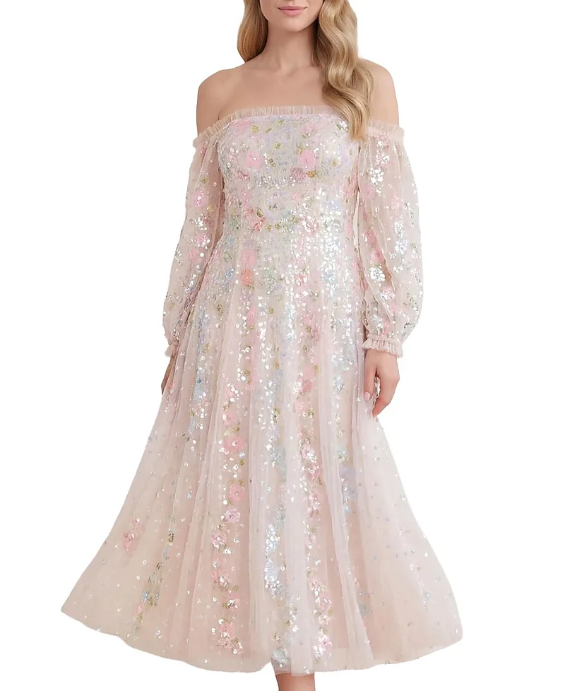Confetti Gloss Off-Shoulder Dress by Needle & Thread