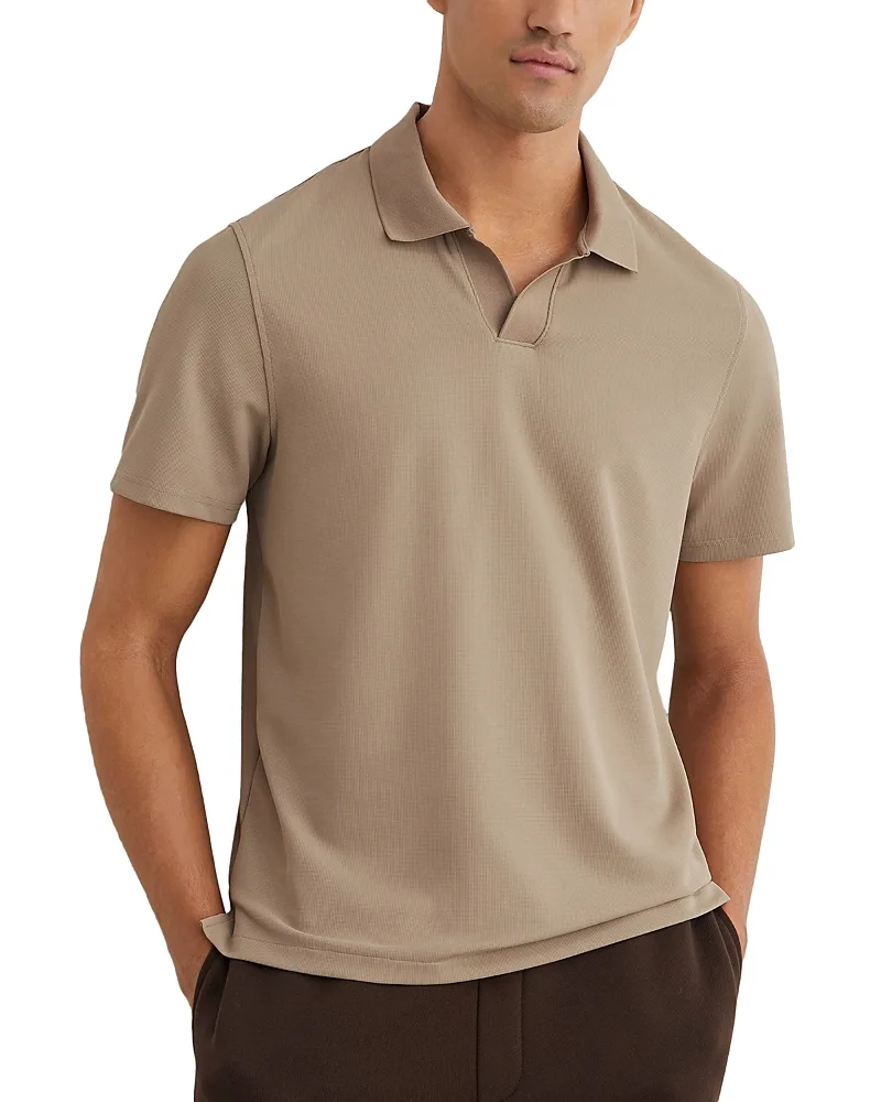 Dover Short Sleeve Polo Shirt - Stone by Reiss