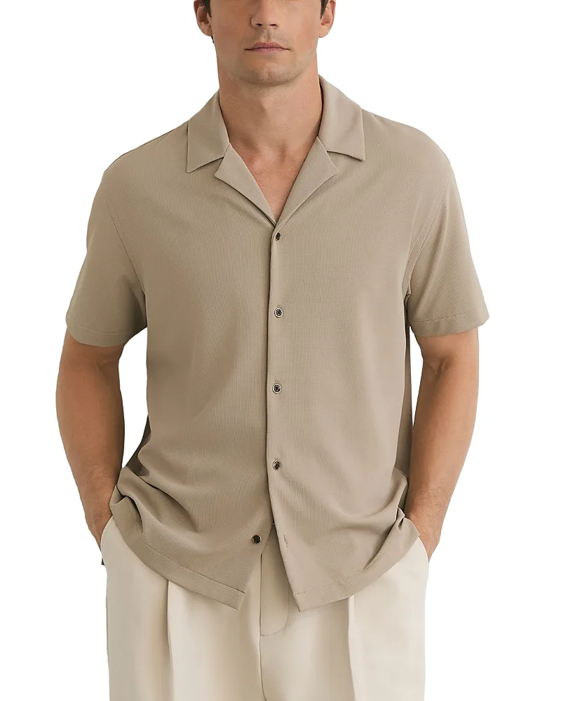 River Textured Short Sleeve Shirt - Stone by Reiss